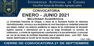 CONVOCATORIA MOVILIDAD ACADÉMICA ENERO - JUNIO 2021