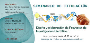 SEMINARIO DE TITULACION &quot;DISEÑO Y ELABORACION DE PROYECTOS DE INVESTIGACION CIENTIFICA&quot;