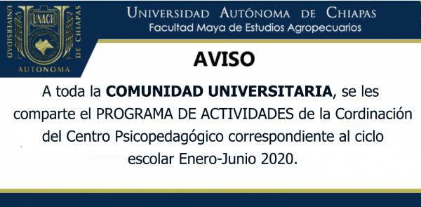 PROGRAMA DE ACTIVIDADES DEL CENTRO PSICOPEDAGÓGICO ENERO-JUNIO 2020