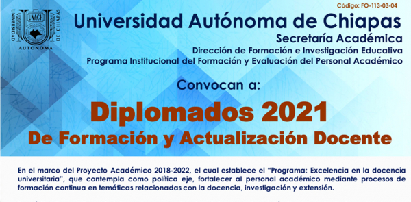 DIPLOMADOS 2021 DE FORMACIÓN Y ACTUALIZACIÓN DOCENTE